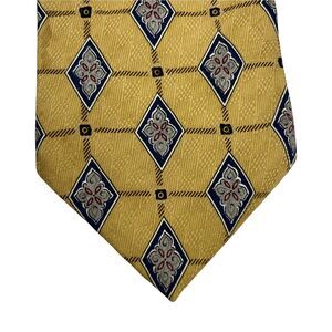 Woodward  Mens Necktie‎ Gold Geometric Print Tie 100% Silk 4"W x 58" L